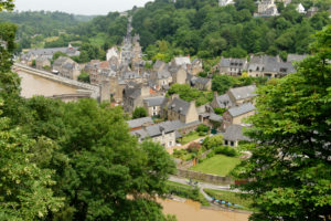 View from the upper town to the Rance valley with the harbour district, Dinan, Departement Cotes d'Armor, Brittany, France View from the upper town to the Rance valley with the harbour district, Dinan, Departement Cotes d'Armor, Brittany, France